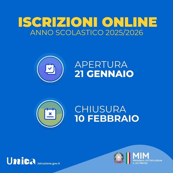  Nuovi termini per le iscrizioni – Anno scolastico 2025/26