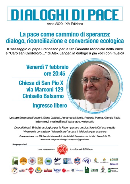 Un venerdì sulla pace e il rispetto dell’ambiente con le parole di papa Francesco e Alex Langer, accompagnate dal magico violoncello di I. Watanabe