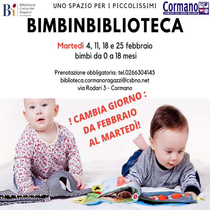 BimbinBiblioteca cambia giorno: gli incontri per genitori e bambini 0-18 mesi si terranno il martedì 