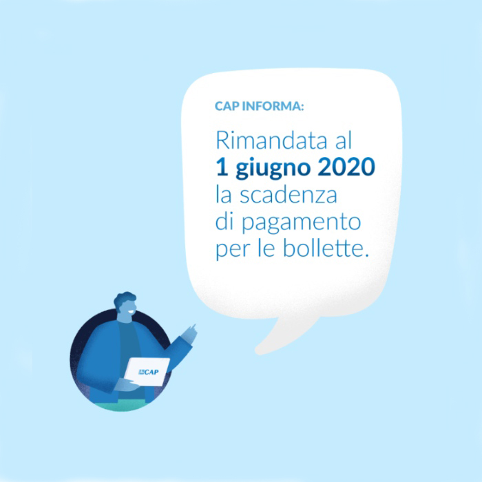 Coronavirus: Gruppo Cap annuncia il rinvio dei pagamenti delle bollette