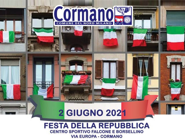 Mercoledì 2 giugno: appuntamento al Centro Sportivo Falcone e Borsellino per la Festa della Repubblica e il conferimento delle Civiche Benemerenze